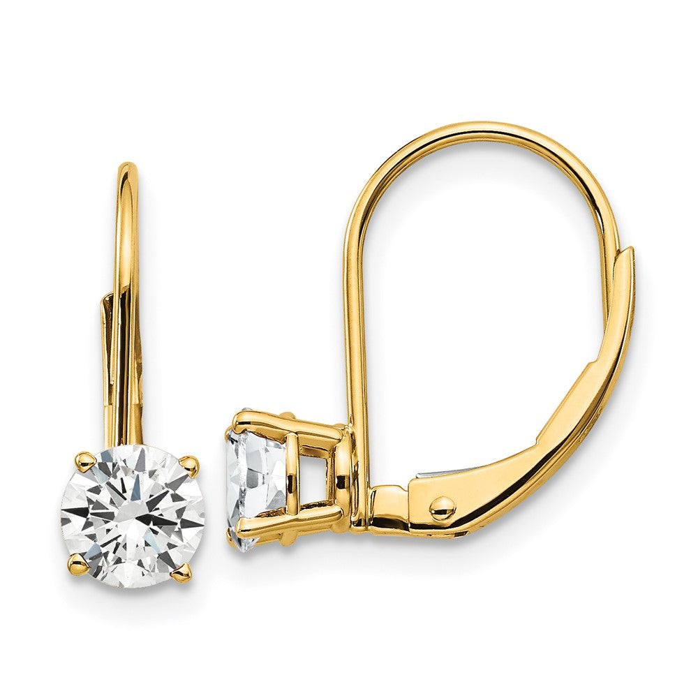14k Yellow Gold 5mm Cubic Zirconia Leverback Earrings