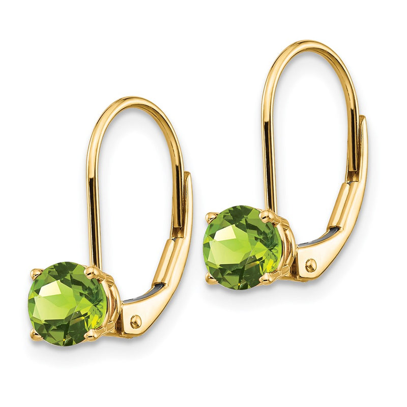 14k Yellow Gold 5mm Peridot Leverback Earrings