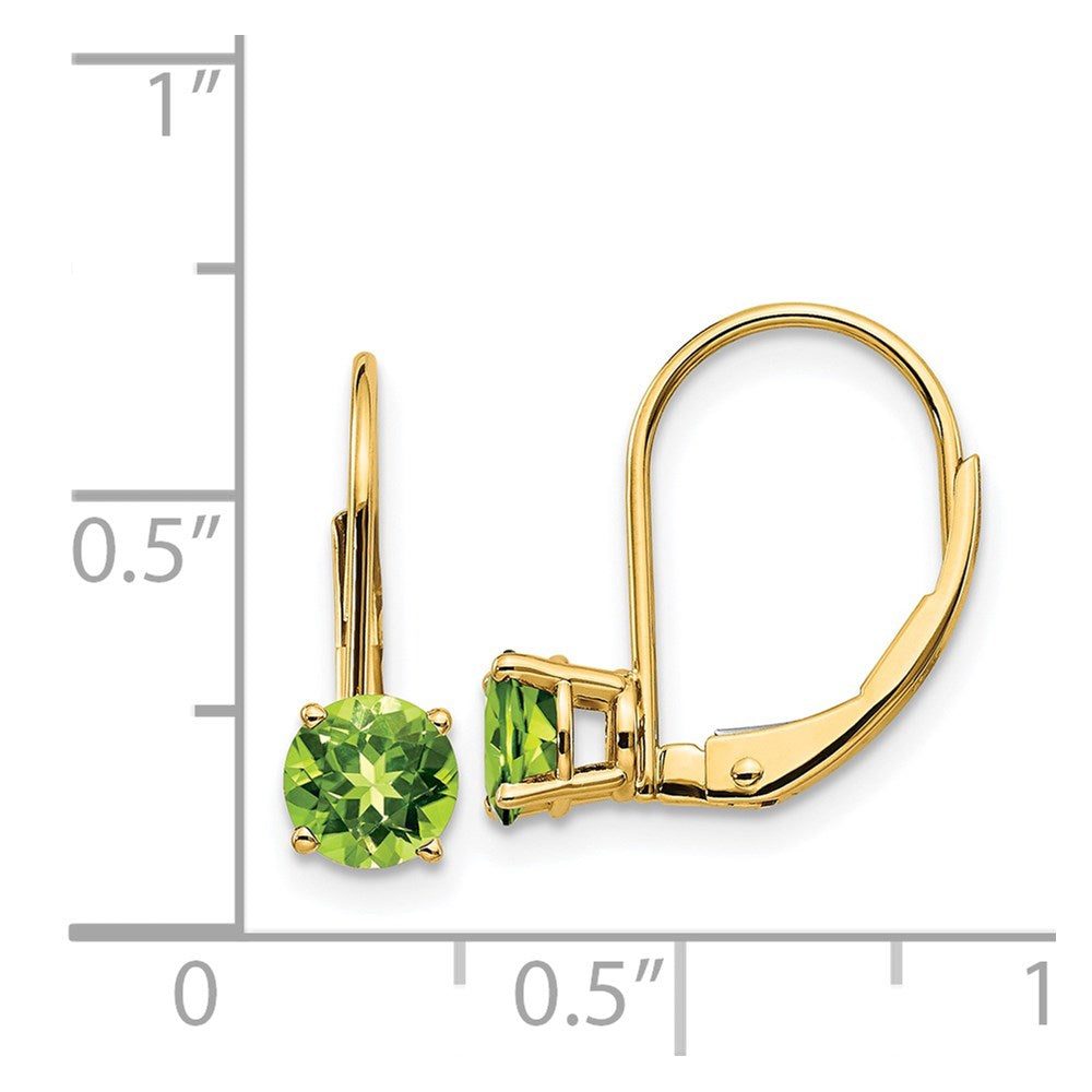 14k Yellow Gold 5mm Peridot Leverback Earrings