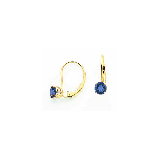 14k Yellow Gold 5mm Sapphire leverback Earrings