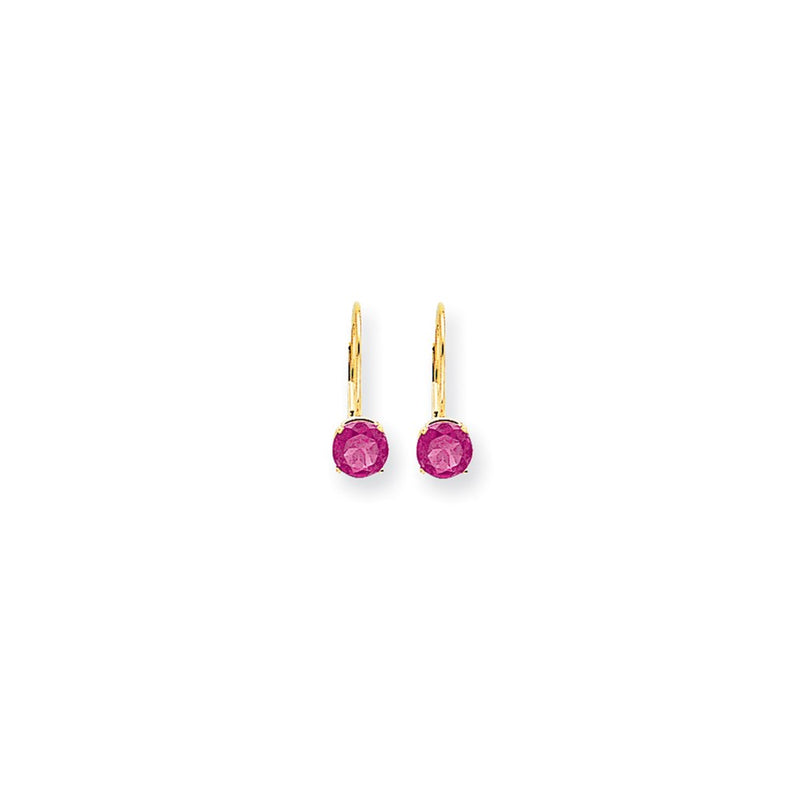 14k Yellow Gold 6mm Pink Sapphire leverback Earrings