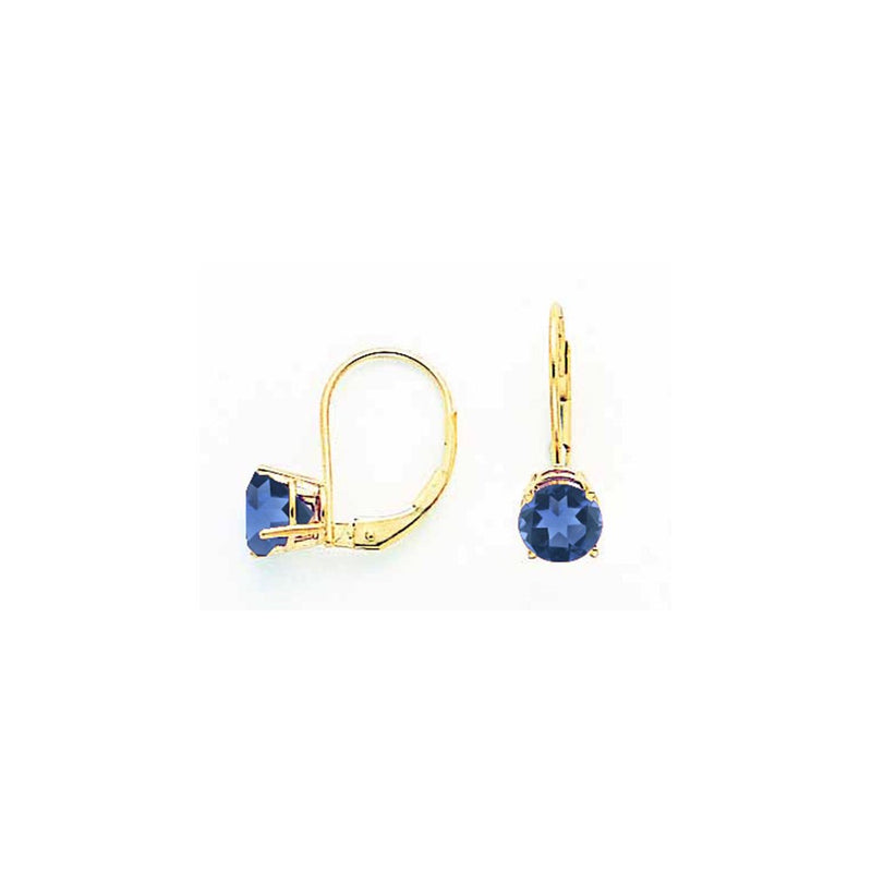 14k Yellow Gold 6mm Sapphire leverback Earrings