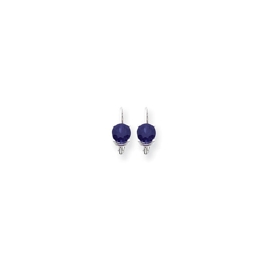 14k White Gold 6mm Sapphire leverback Earrings