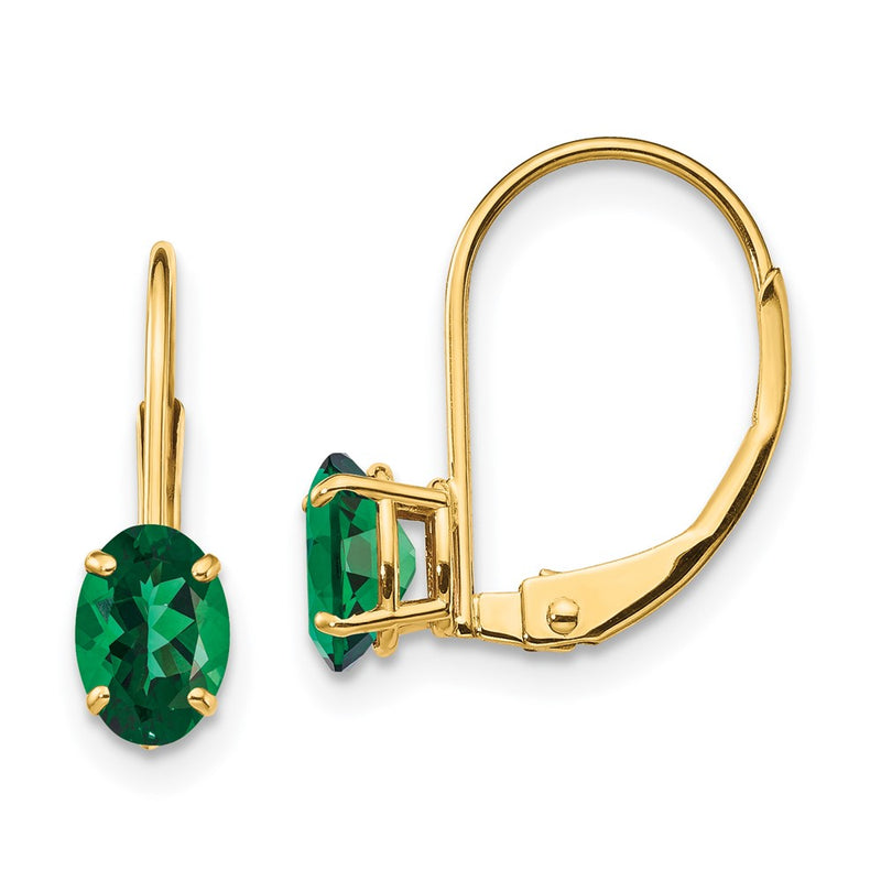 14k Yellow Gold Mount St. Helens Oval Leverback Earrings