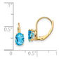 14k Yellow Gold 7x5mm Oval Blue Topaz Leverback Earrings