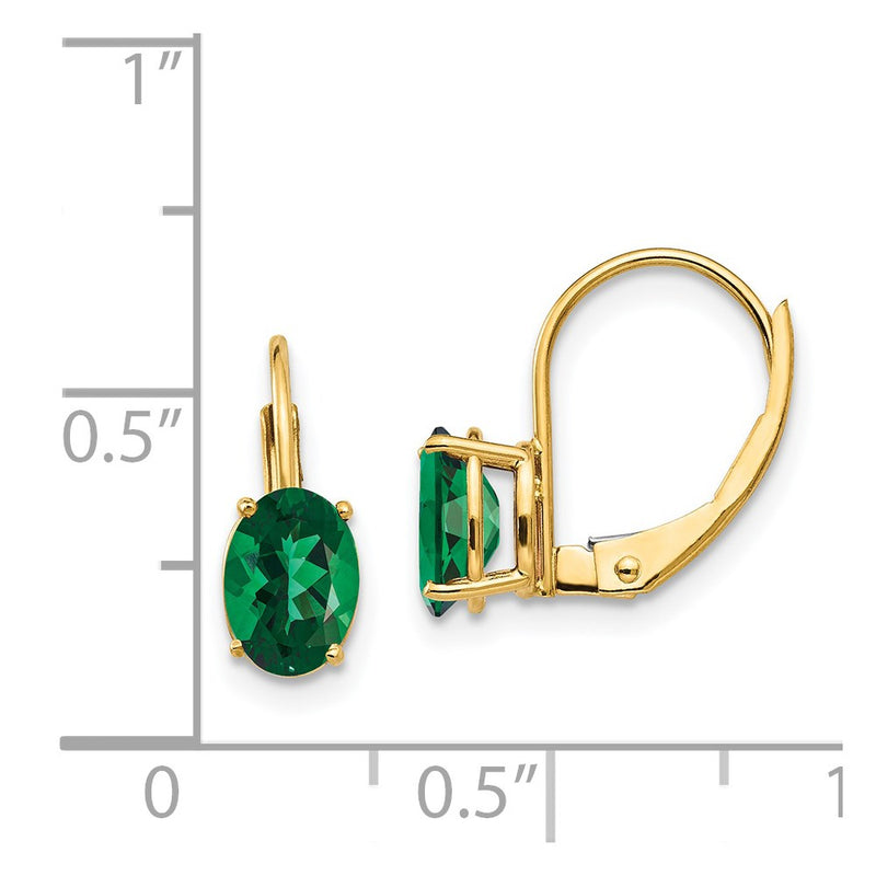 14k Yellow Gold 7x5mm Oval Mount St. Helens Leverback Earrings