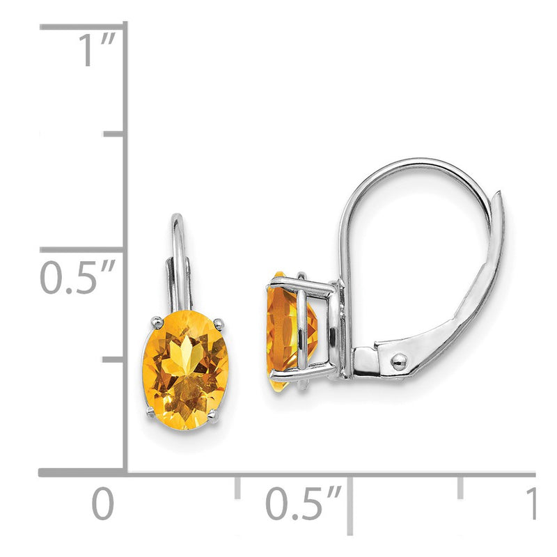 14k White Gold 7x5mm Citrine Earrings