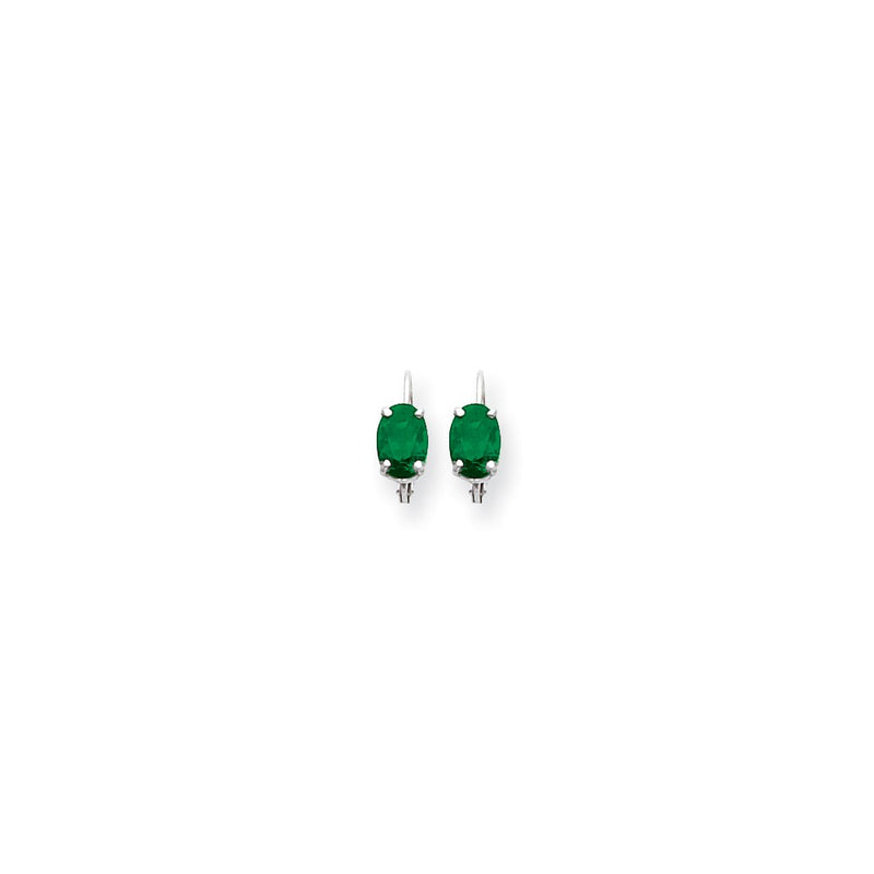 14k White Gold 7x5mm Oval Mount St. Helens leverback Earrings