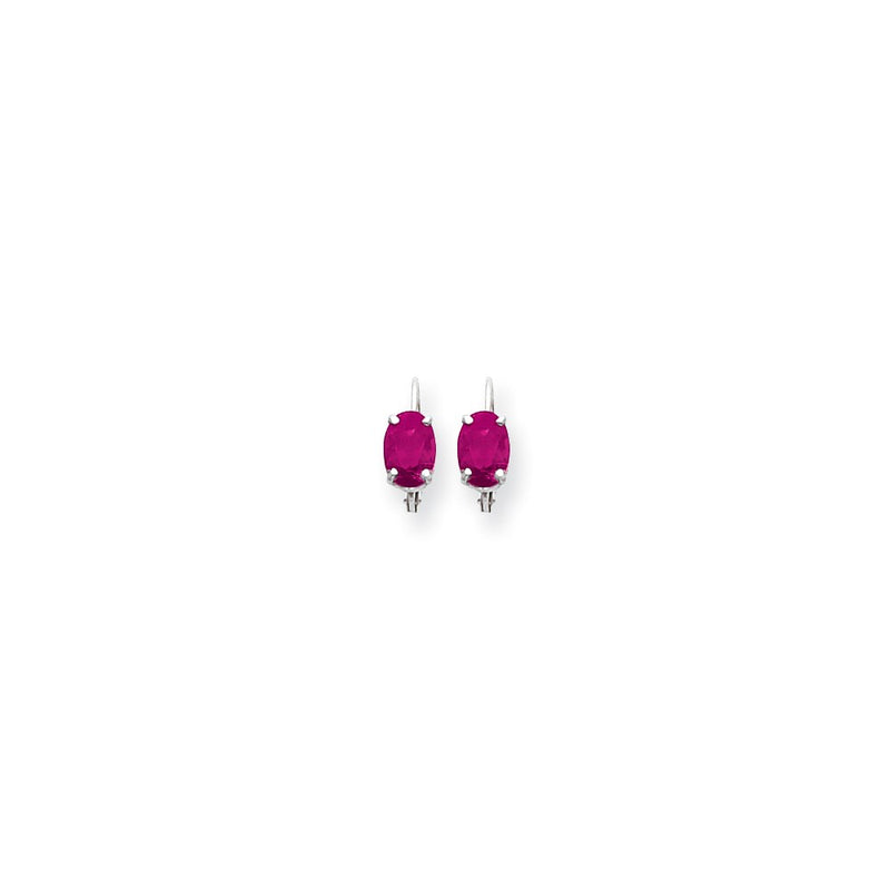 14k White Gold 7x5mm Oval Pink Tourmaline leverback earring