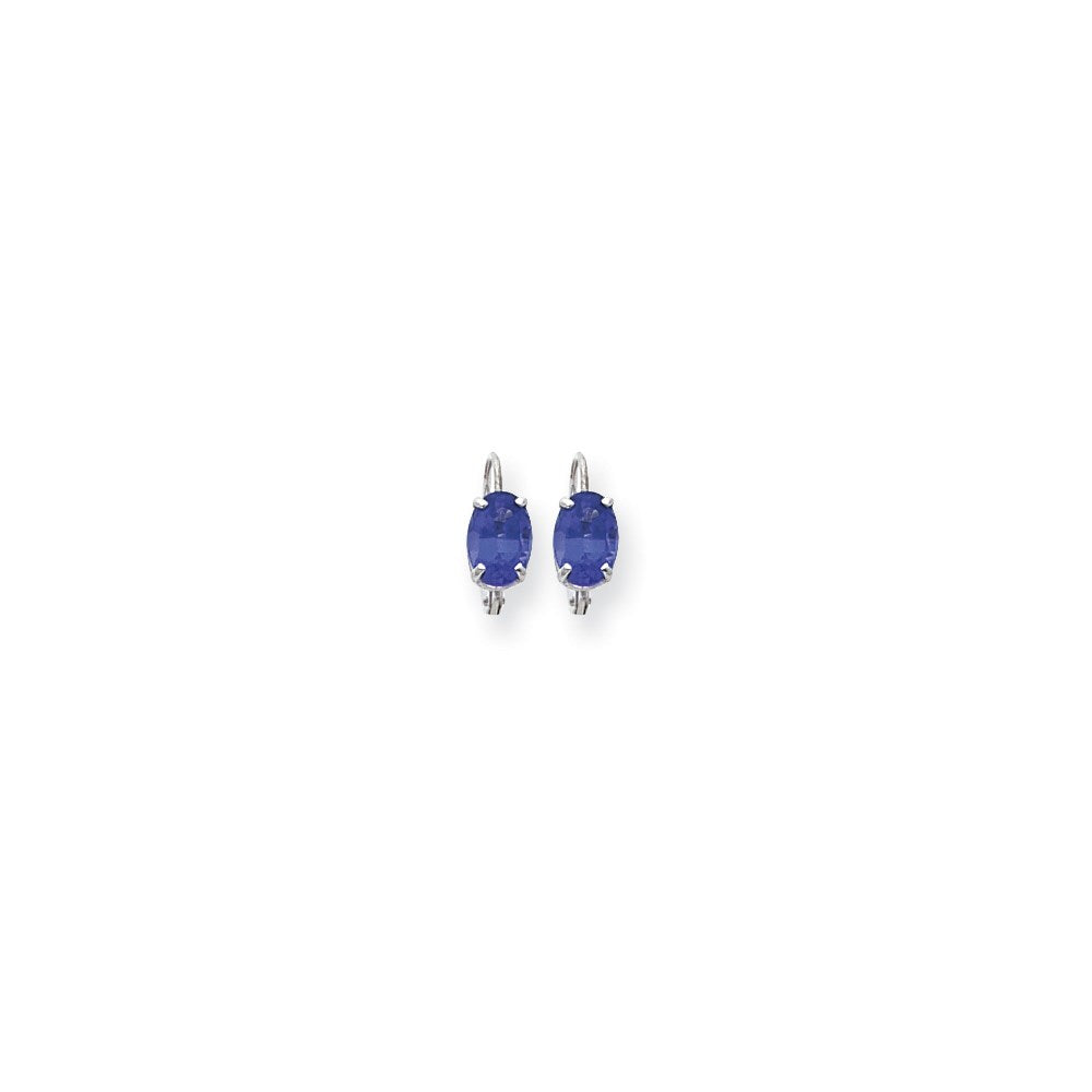 14k White Gold 7x5mm Oval Tsavorite leverback Earrings