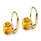 14k Yellow Gold 8x6mm Oval Citrine Leverback Earrings
