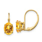 14k Yellow Gold 8x6mm Oval Citrine Leverback Earrings
