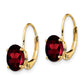 14k Yellow Gold 8x6mm Oval Garnet Leverback Earrings