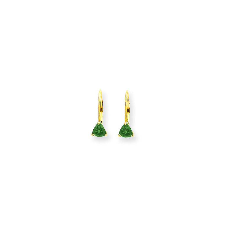 14k Yellow Gold 5mm Emerald leverback Earrings