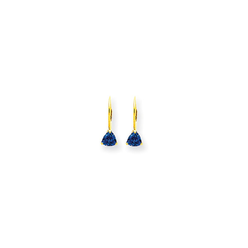 14k Yellow Gold 5mm Trillion Tanvorite leverback Earrings