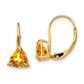 14k Yellow Gold 6mm Trillion Citrine Leverback Earrings