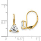 14k Yellow Gold 6mm Trillion Cubic Zirconia Leverback Earrings