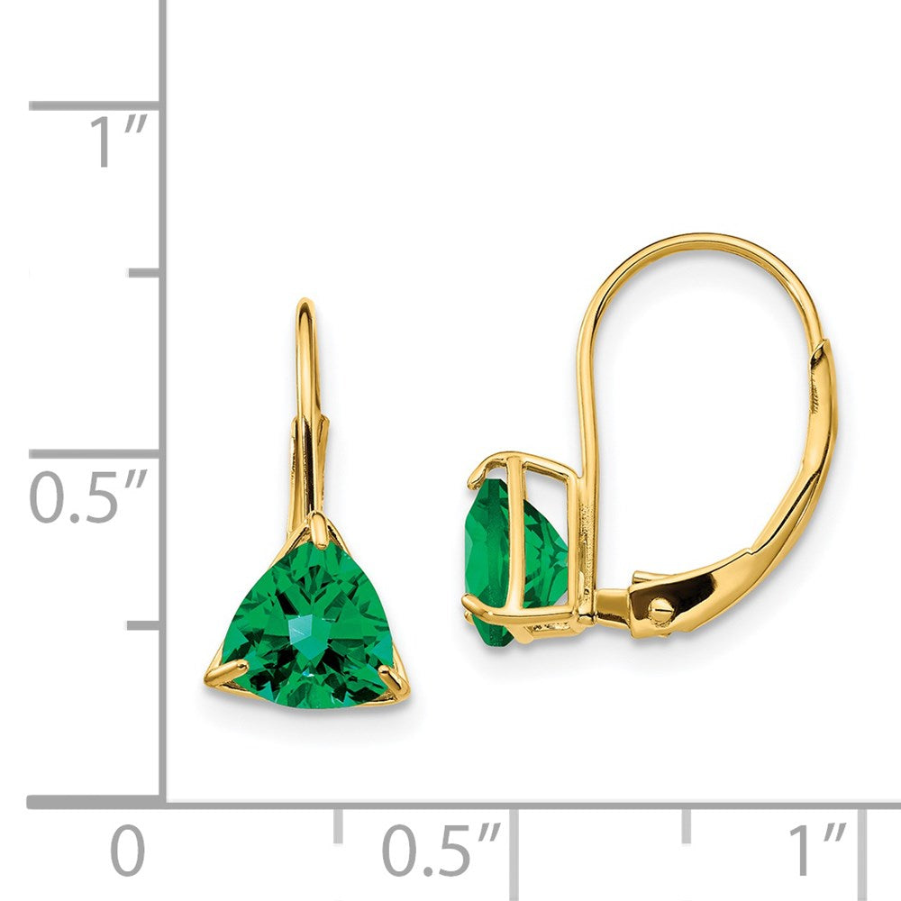 14k Yellow Gold 6mm Trillion Mount St. Helens Leverback Earrings
