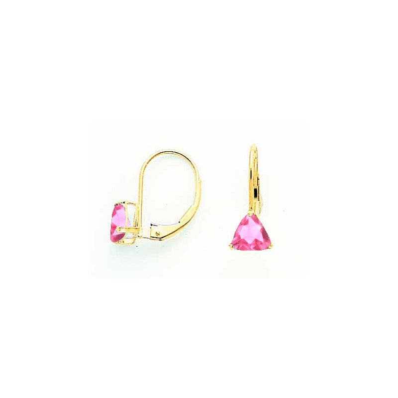 14k Yellow Gold 6mm Pink Tourmaline leverback earring