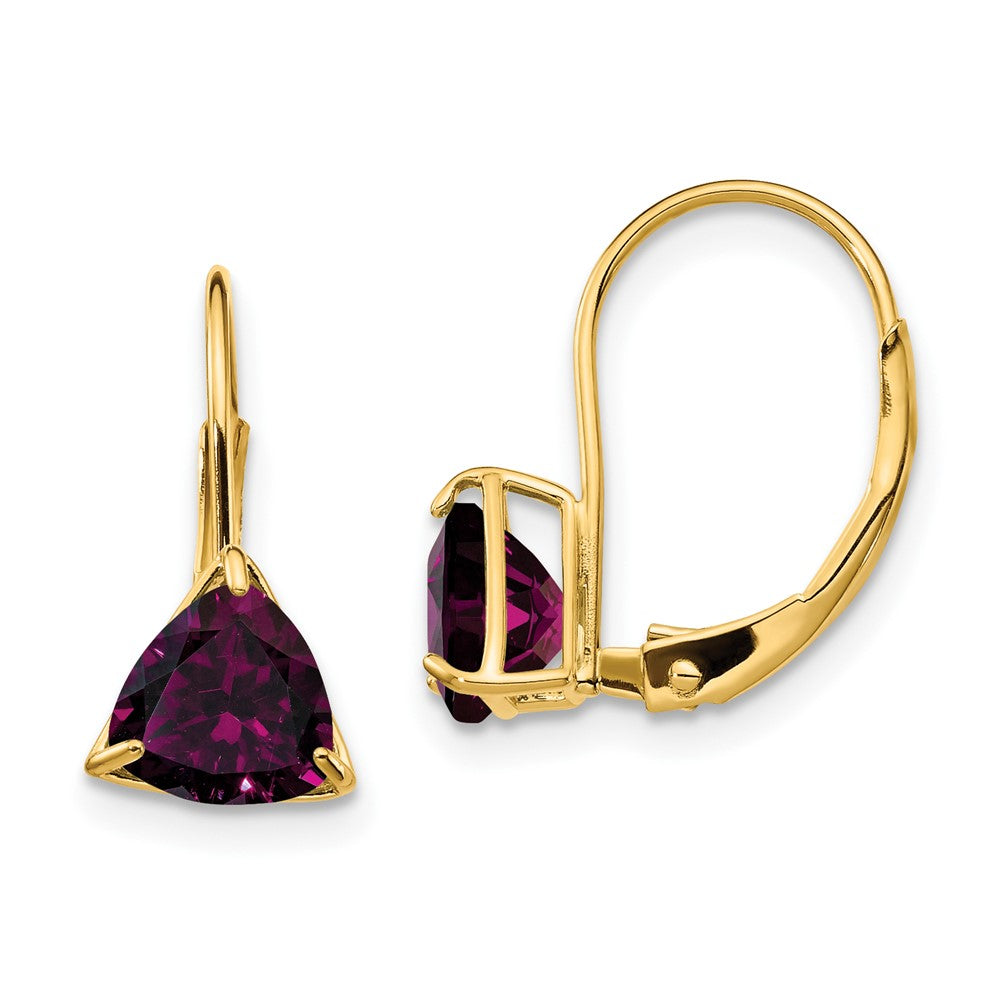 14k Yellow Gold 6mm Rhodolite Garnet Leverback Earrings