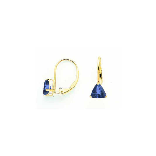 14k Yellow Gold 6mm Sapphire leverback Earrings