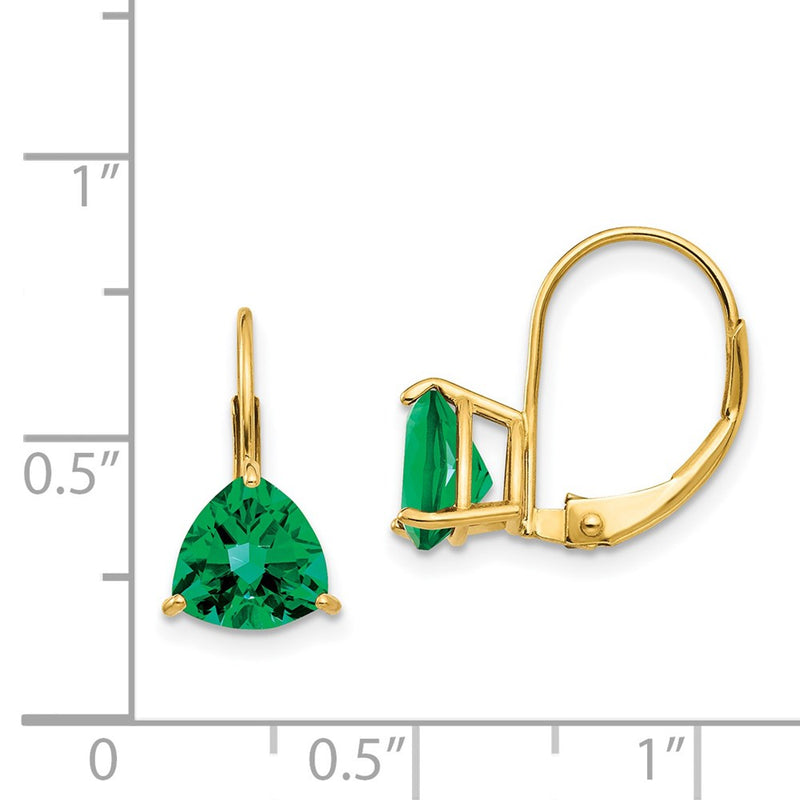 14k Yellow Gold 7mm Trillion Mount St. Helens Leverback Earrings