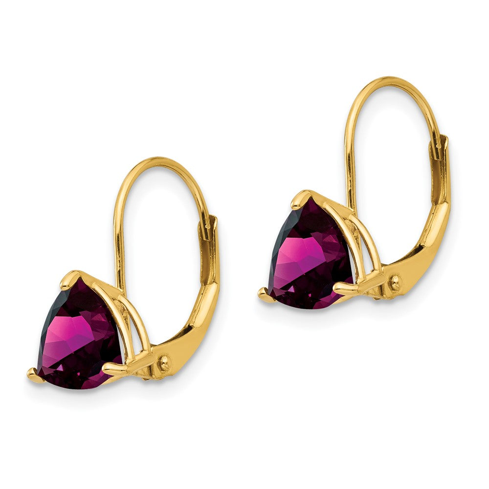 14k Yellow Gold 7mm Rhodolite Garnet Leverback Earrings