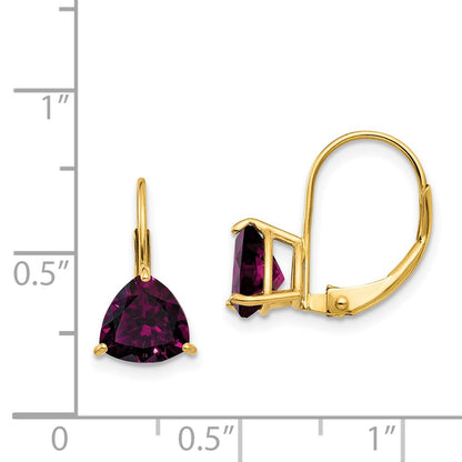 14k Yellow Gold 7mm Rhodolite Garnet Leverback Earrings