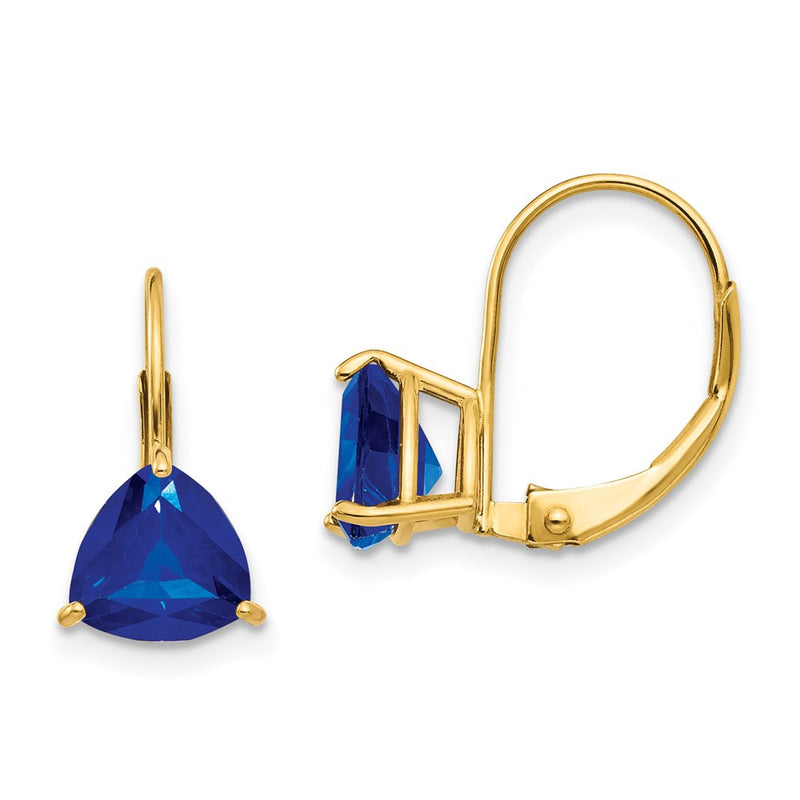 14k Yellow Gold 7mm Sapphire leverback Earrings