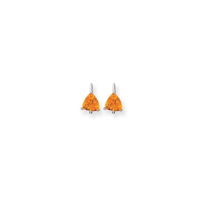 14k White Gold 7mm Trillion Citrine Leverback Earrings