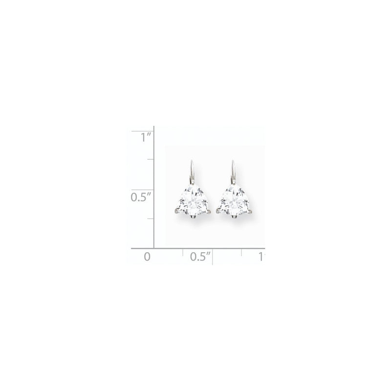 14k White Gold 7mm Trillion Cubic Zirconia Leverback Earrings