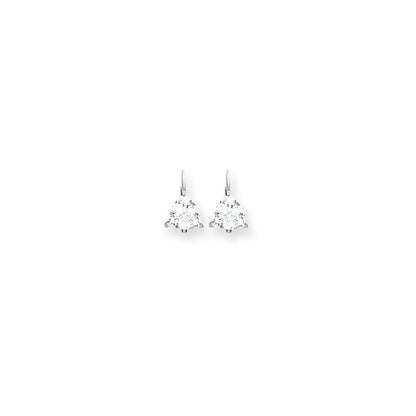 14k White Gold 7mm Trillion Cubic Zirconia Leverback Earrings