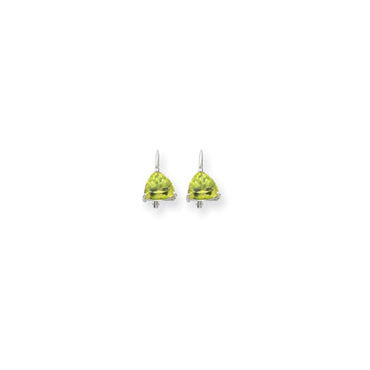 14k White Gold 7mm Trillion Peridot Leverback Earrings