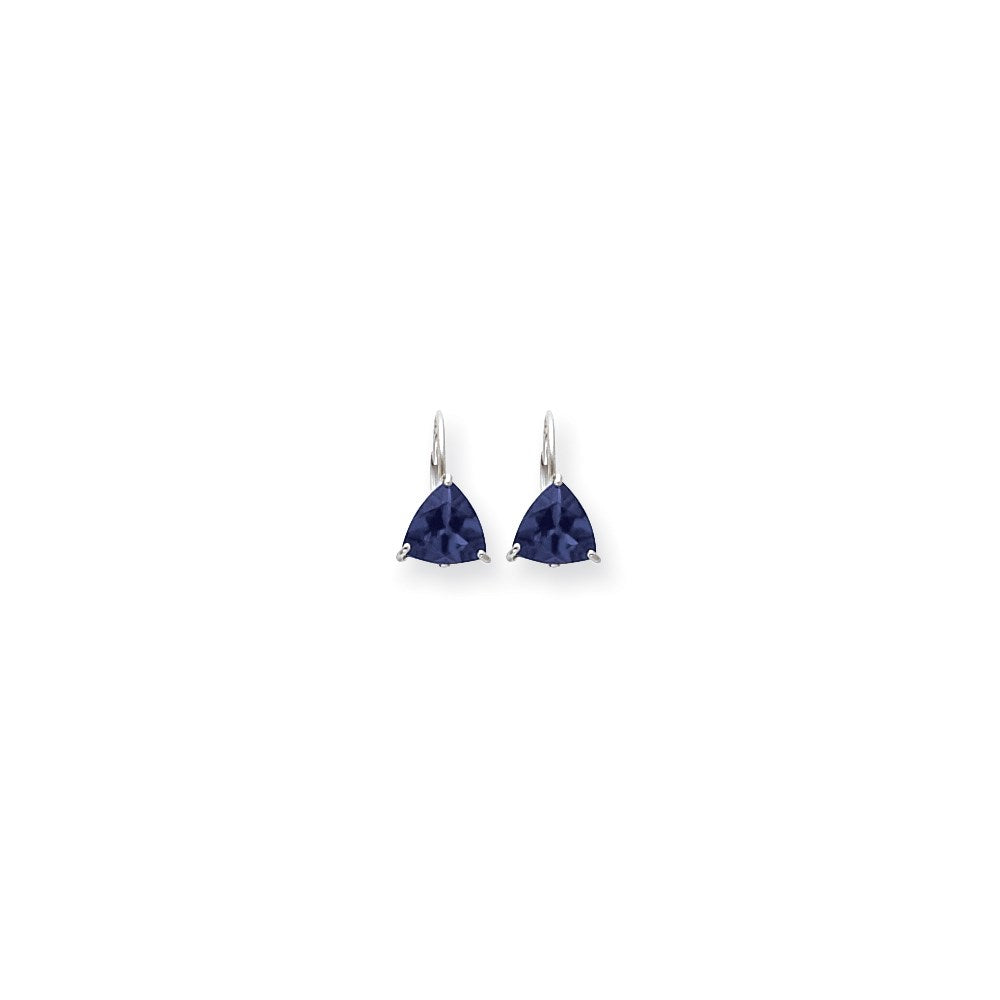 14k White Gold 7mm Sapphire leverback Earrings
