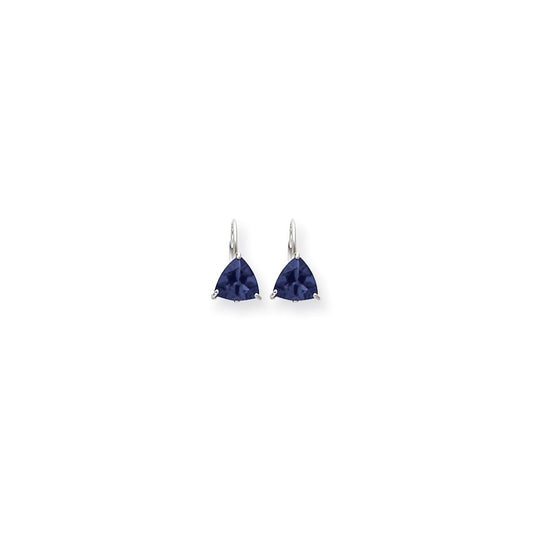 14k White Gold 7mm Sapphire leverback Earrings