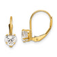 14k Yellow Gold 5mm Heart Cubic Zirconia Leverback Earrings
