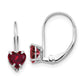 14k White Gold 5mm Heart Created Ruby Earrings
