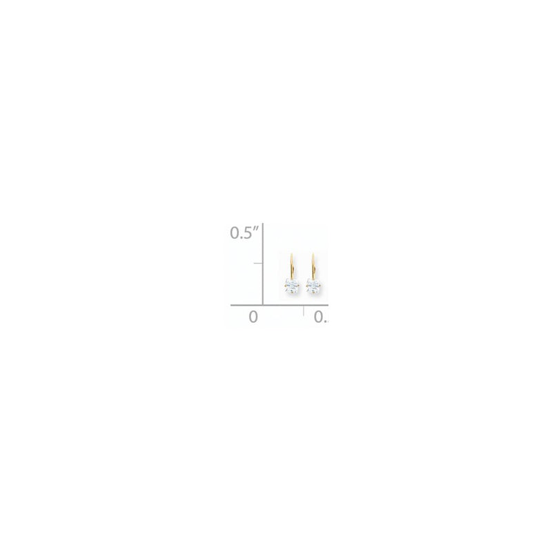 14k Yellow Gold 5mm Princess Cut Cubic Zirconia Leverback Earrings