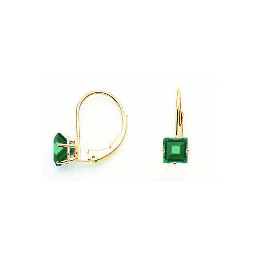 14k Yellow Gold 5mm Princess Cut Mount St. Helens leverback Earrings