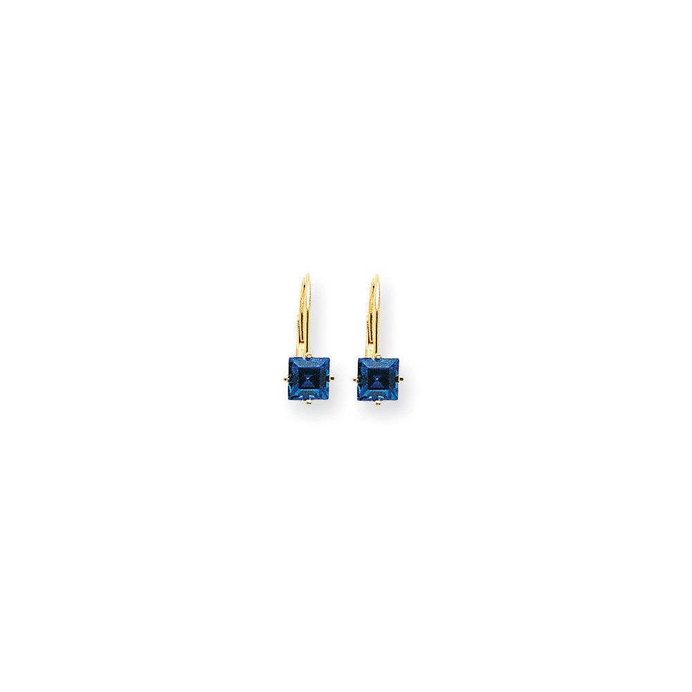 14k Yellow Gold Princess Cut Tanvorite leverback Earringss