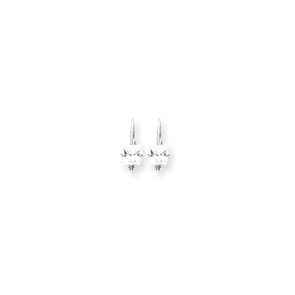14k White Gold 5mm Princess Cut Cubic Zirconia Leverback Earring