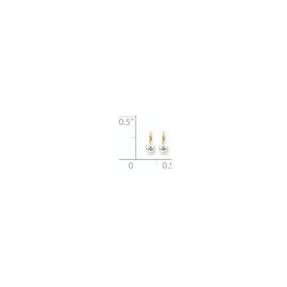 14k Yellow Gold 6mm Princess Cut Cubic Zirconia Leverback Earrings