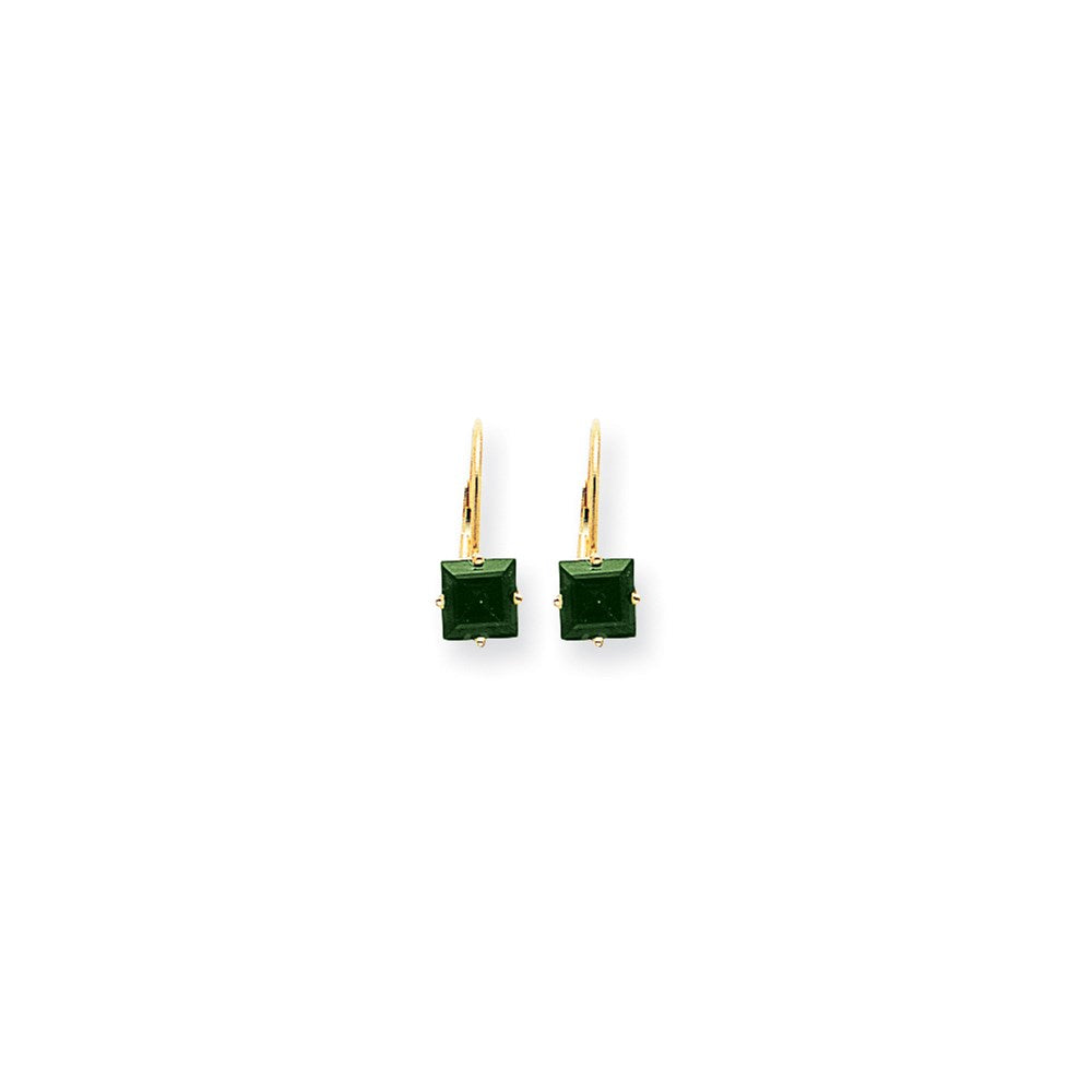 14k Yellow Gold 6mm Princess Cut Mount St. Helens leverback Earrings