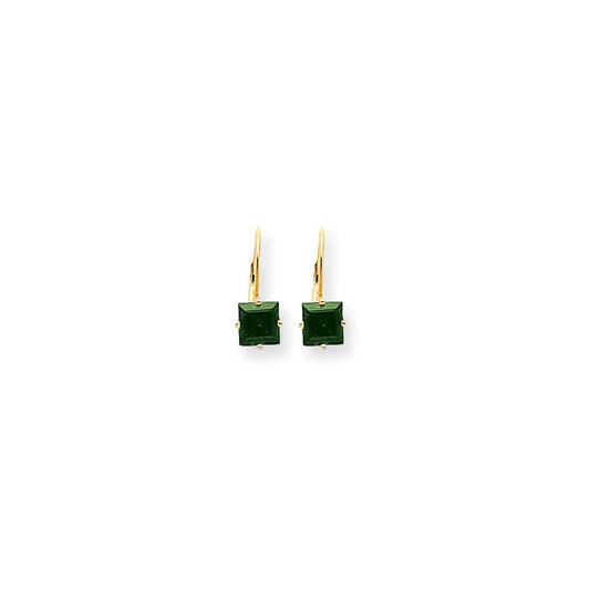 14k Yellow Gold 6mm Princess Cut Mount St. Helens leverback Earrings