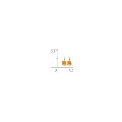 CUSTOM ORDER - 14k Yellow Gold 10x10mm Princess Cut Citrine Leverback Earrings