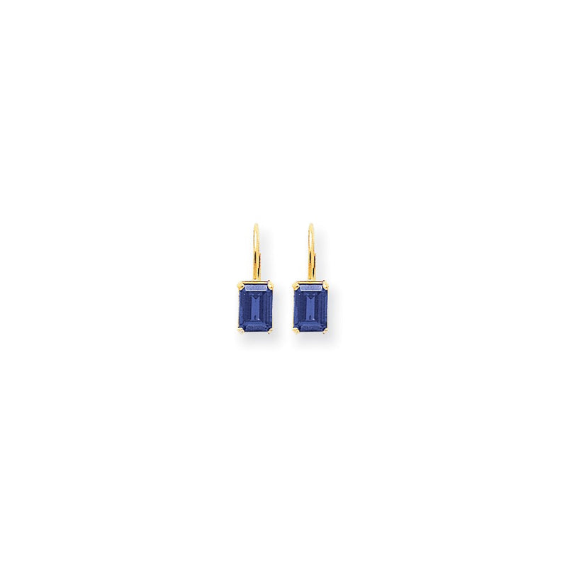 14k Yellow Gold 7x5mm Emerald Cut Tanzanite earring