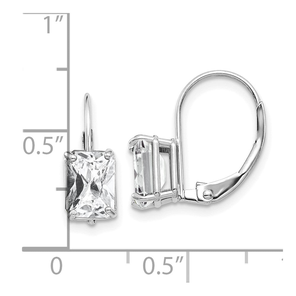 14k White Gold 7x5mm Emerald Cut Cubic Zirconia Earrings