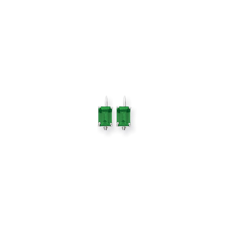 14k White Gold 7x5mm Emerald Cut Emerald Earrings