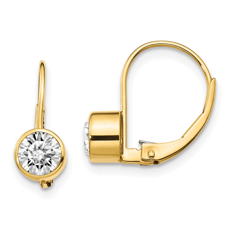 14k Yellow Gold Real Diamond Leverback Earrings