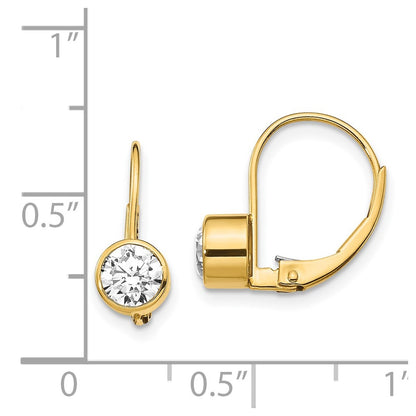 14k Yellow Gold 5mm Cubic Zirconia Leverback Earrings